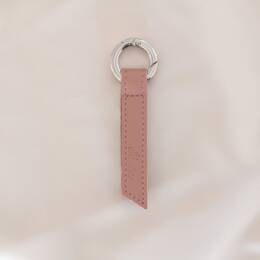 Porte-clés ruban vieux-rose - Mousqueton argenté