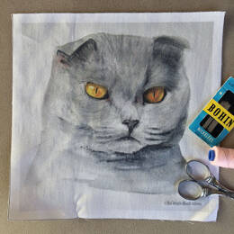 Coupon de tissu illustré à coudre motif chat
