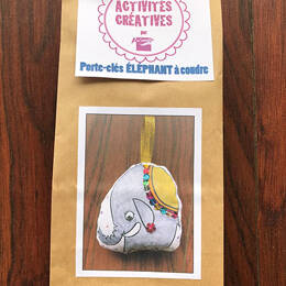 DIY Kit créatif - Coudre et personnaliser son porte-clés (ou accroche-porte) - Éléphant