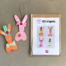 Kit créatif spécial Pâques - Fabrique 4 suspensions LAPIN en papiers découpés - décoration