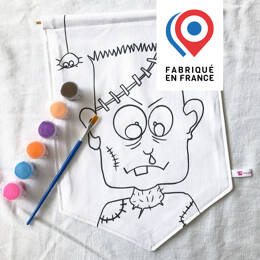KIT CRÉATIF - Blason Franky en tissu à peindre (avec godets de peinture) pour Halloween