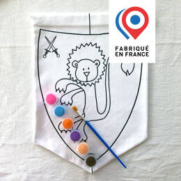 KIT CRÉATIF - Blason Lion en tissu à peindre (avec godets de peinture)