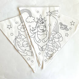 Guirlande de fanions en tissu à colorier - option à coudre