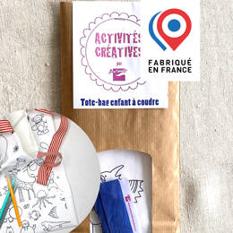 KIT COUTURE - Tote-bag enfant en tissu - recto/verso animaux et dinosaures (avec doublure)