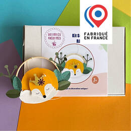 KIT CRÉATIF - fabrique une déco RENARD endormi sur un cercle en bois - à coller