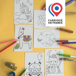 CARTE POSTALE - Lot de 6 cartes ANIMAUX marins ou non - à colorier