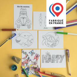 CARTE POSTALE - Lot de 6 cartes SUMMER VIBES - à colorier
