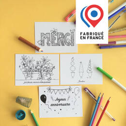 CARTE POSTALE - Lot de 4 cartes ANNIVERSAIRE et autres - à colorier