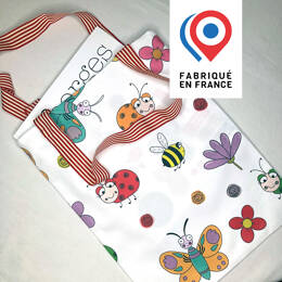 Tote-bag enfant en tissu - lavable et durable - motifs papillons et coccinelles