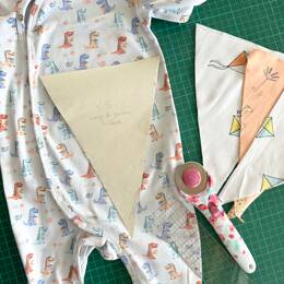 Guirlande en tissu à personnaliser - avec 3 fanions à colorier