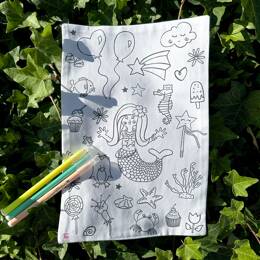 COLORIAGE LAVABLE - Feuille en tissu SIRÈNE + 3 feutres à l’eau