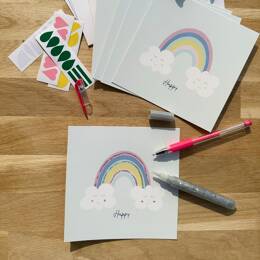 Pochette 5 invitations anniversaire - Happy (avec enveloppes)
