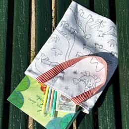 COLORIAGE - Tote-bag enfant en tissu - recto/verso animaux et dinosaures