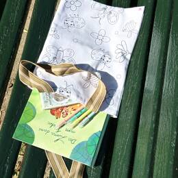 COLORIAGE LAVABLE - Tote-bag enfant en tissu - recto/verso coccinelles, abeilles et papillons