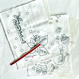 ACTIVITÉ COUTURE - Chaussette de Noël en tissu à coudre et à colorier