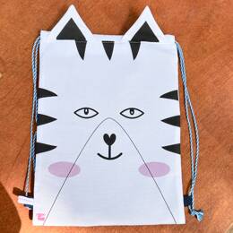 Sac à dos animaux en tissu - Le chat (avec liens coulissants)