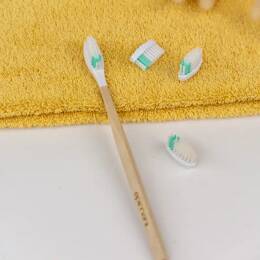 Pack 1 an - Brosse à dents en bois rechargeable - La Maline - Blanc - EXTRA-SOUPLE - Non personnalisé