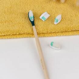 Pack 1 an - Brosse à dents en bois rechargeable - La Maline - Vert - EXTRA-SOUPLE - Personnalisé