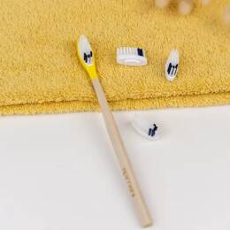 Pack 1 an - Brosse à dents en bois rechargeable - La Maline - Jaune - MEDIUM - Non personnalisé