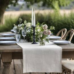 Chemin de table en lin lavé ZEF Blanc