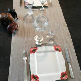 Chemin de table tête à tête en lin lavé ZEF Lin naturel