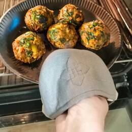 Mini gant de four en lin Gris moyen