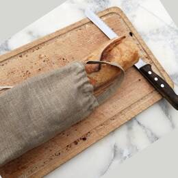 Sac à pain MOUSTOIR'AC en lin brut Baguette longue 70 x 15 cm