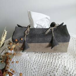 Boîte à mouchoirs en lin Blanc