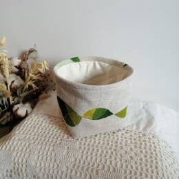 Panier en lin peint et brodé main Violet