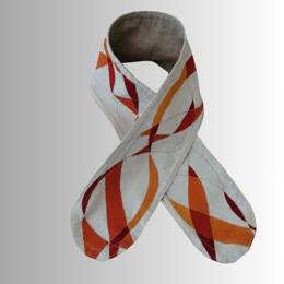 Bandeau cheveux art-cyclé en lin - semi-rigide, peint main Orange