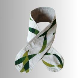 Bandeau cheveux art-cyclé en lin - semi-rigide, peint main Vert