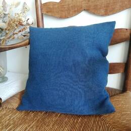 Housse de Coussin en Lin Lavé Bleu – Épaisseur & Confection Art