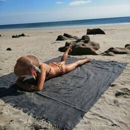 Drap de plage XL en lin lavé - Gris foncé