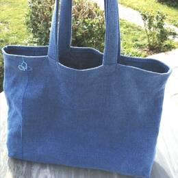 Sac cabas CLAPOT en lin lavé Bleu foncé