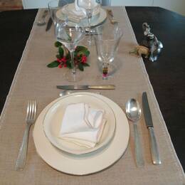 Chemin de table tête à tête en lin Blanc