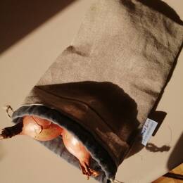 Sac de rangement ILURIC en lin brut Gris moyen 20 x 30 cm