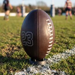 Ballon de Rugby en cuir naturel foncé