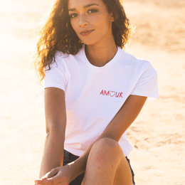 T-shirt blanc - broderie AMOUR