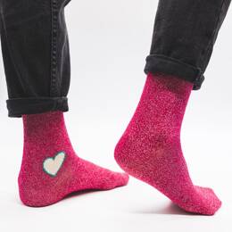 Chaussettes à paillettes framboises
