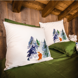 Taie d'oreiller en Percale imprimée Montagne 65x65cm