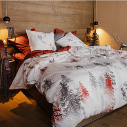 Taie d'oreiller en Percale imprimée Skieurs 65x65cm