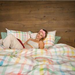 Housse de couette en Percale imprimée Vichy Aquarel