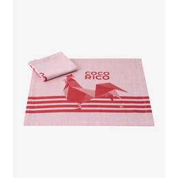 Lot de 2 serviettes de table "Coco-Rico" Rouge - Le Jacquard