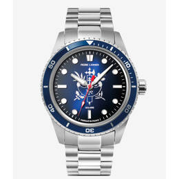 Montre Solaire Homme Argenté Cadran Bleu Bracelet Acier Argenté - É