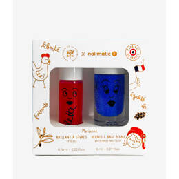 Coffret Marianne - Brillant à lèvres Rouge et Vernis à l'eau Bleu - É