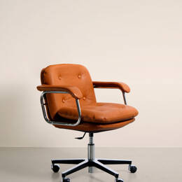 Héritage 80 - Fauteuil de bureau vintage cuir petit dossier