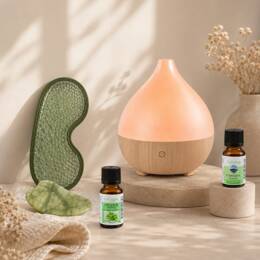 Pack fraîcheur : diffuseur leo, gua sha jade, masque yeux & huiles