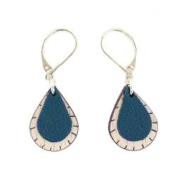 Boucles d'oreilles en bois goutte marine