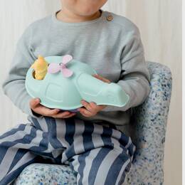 Jouet de bain made in france en matière recyclée hélicoptère de mr renard