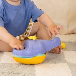 Jouet de bain made in france en matière recyclée hélicoptère de mr renard